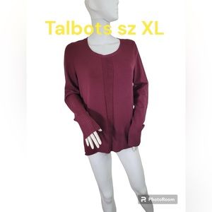 Talbots Burgundy Lightweight Long Sleeve Pullover Sweater Sz M Soft Stretch EUC
